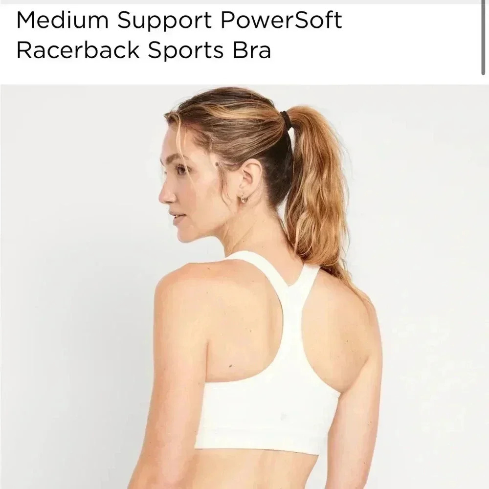 EUC Old Navy Active Powersoft medium support go dry sports bra, size S. White - Picture 2 of 8
